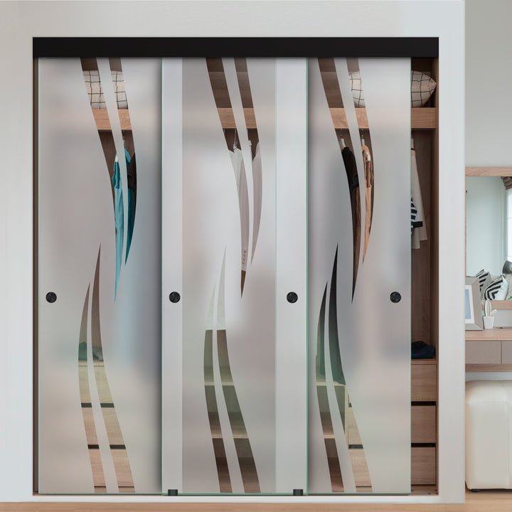 3 PANEL FRAMELESS CLOSET GLASS SLIDING BYPASS DOOR FSG3 - 3179 - DoorDiscounter