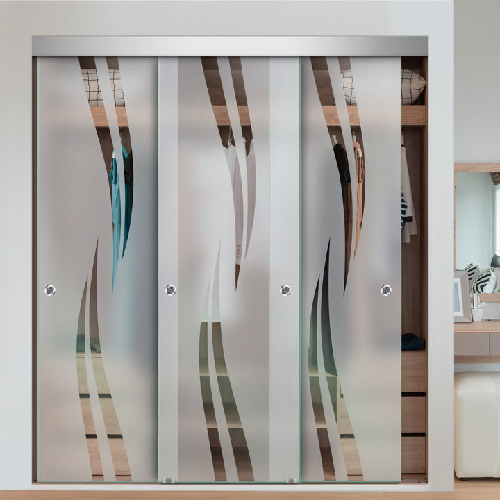 3 PANEL FRAMELESS CLOSET GLASS SLIDING BYPASS DOOR FSG3 - 3179 - DoorDiscounter