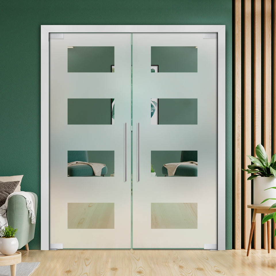 Frameless Double Pivot Glass Door with Self Closing Pivot Hinges FDPG - 2319 - DoorDiscounter