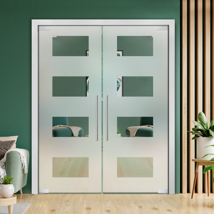 Frameless Double Pivot Glass Door with Self Closing Pivot Hinges FDPG - 2319 - DoorDiscounter
