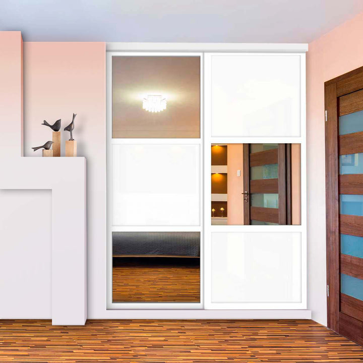 Closet Door with 2 Panel - White and Mirror Painted Glass - 1324 - DoorDiscounter