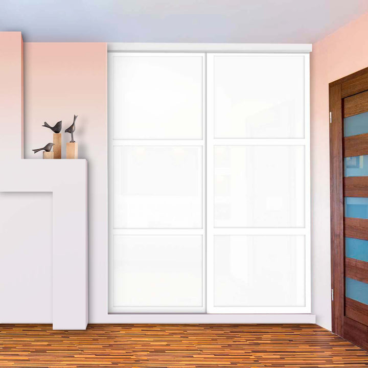 Closet Door with 2 Panel - White and Mirror Painted Glass - 1324 - DoorDiscounter