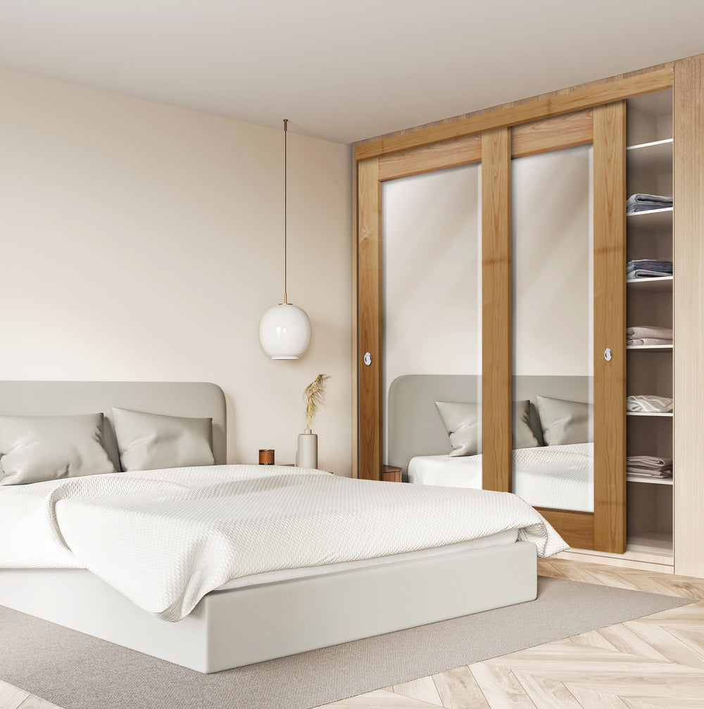 Beveled Edge Mirror Bypass Closet Door with Mirror Panel PLBM - 2587 - DoorDiscounter