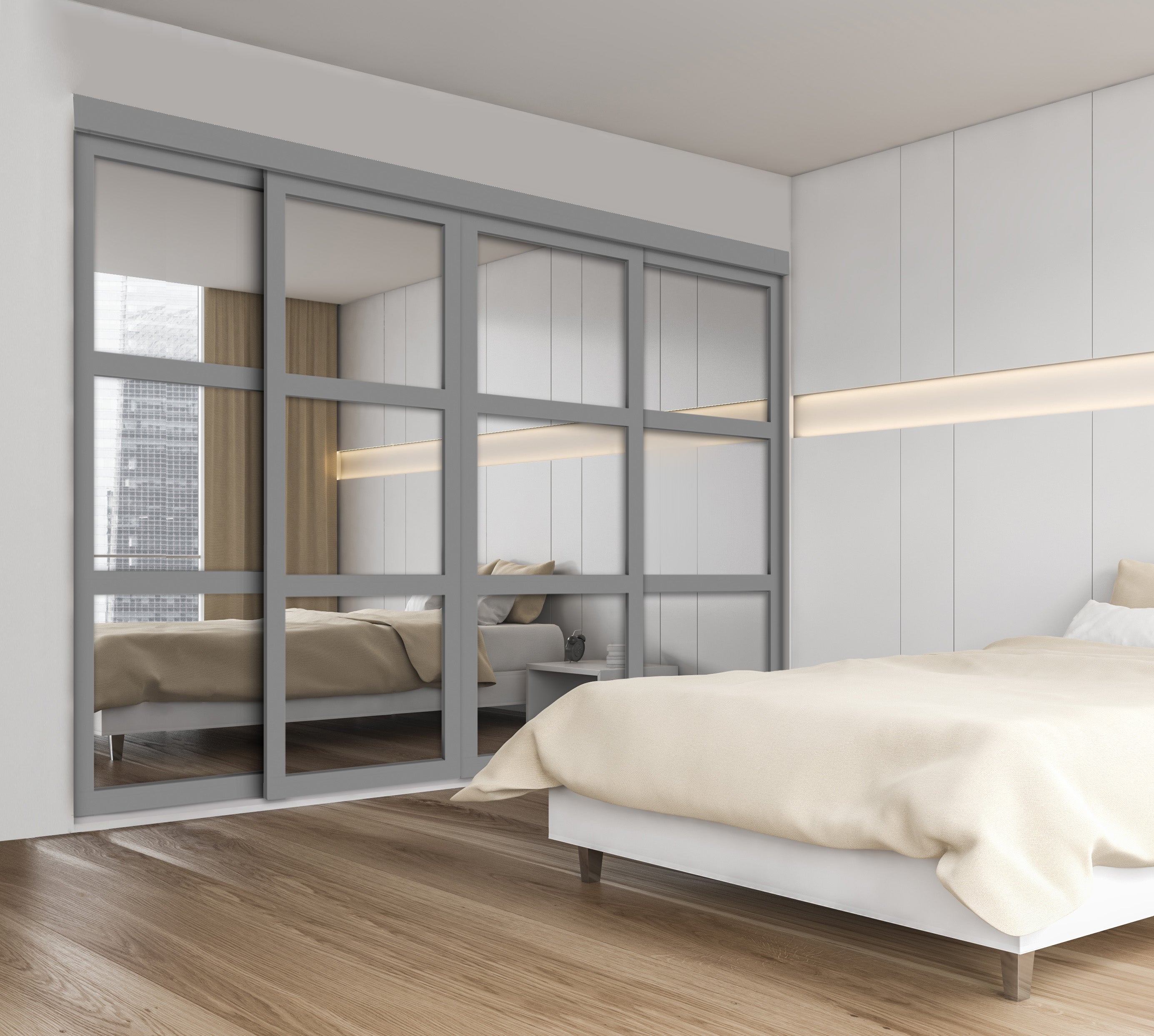 Shaker mirrored sliding wardrobe doors discount
