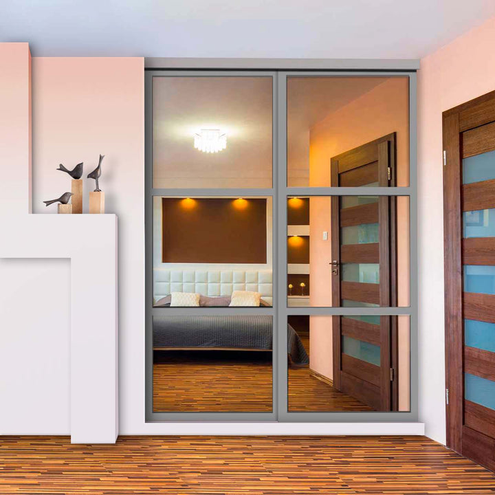 Closet door with 2 panel - mirror glass panel-1363 - DoorDiscounter