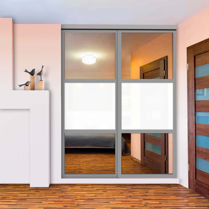 Closet Door with 2 Panel - White and Mirror Painted Glass - 1324 - DoorDiscounter