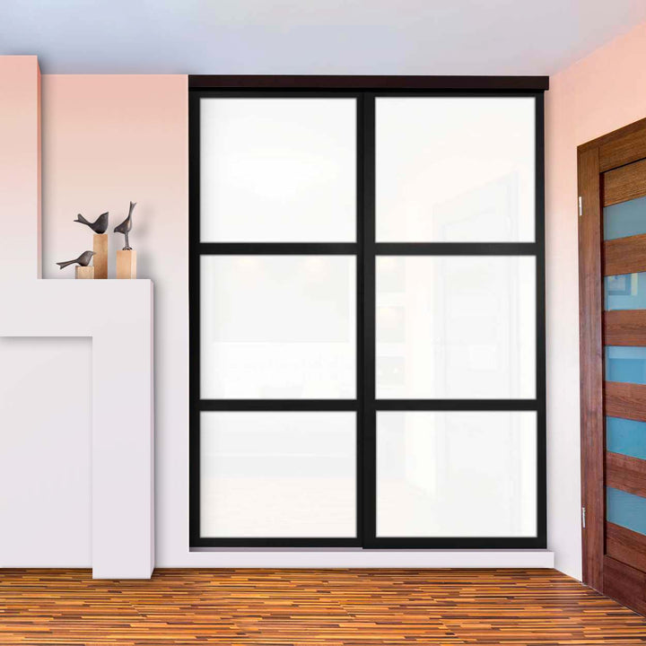 Closet Door with 2 Panel - White and Mirror Painted Glass - 1324 - DoorDiscounter