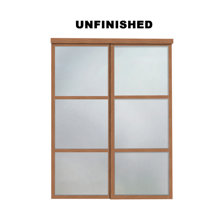 Mirrored Slim Line 2 Panel Bypass Closet Door with Mirror Insert SLMD - 1041 - DoorDiscounter